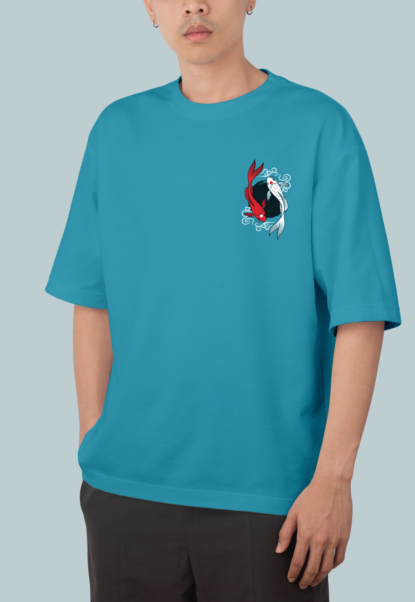 Blue Japanese Koe Fish Oversize Tshirt