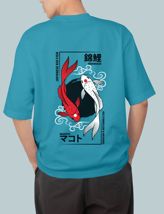 Blue Japanese Koe Fish Oversize Tshirt